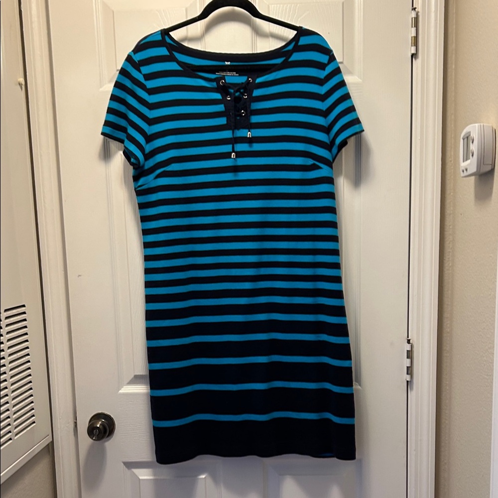 Nautica Blue and Black Striped Dress